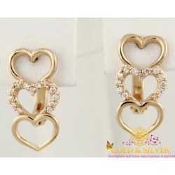 Золотые серьги Сердечки из красного золота 585 пробы. св663и Gold & Silver, Украина